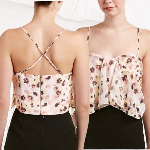 Gianni Bini Rhubarb Cream Southern Dreams Front Tie Crop Top - Picture 4 of 6